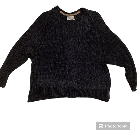 Urban Outfitters Chenille Chunky Knit Open Front Deep Blue Cardigan, Size XS - Picture 3 of 16